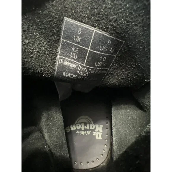 Dr Martens 1460 Black Leather 8-Eye Boots Mens 9 Womens 10 AirWair Sole 42 - Picture 5 of 10